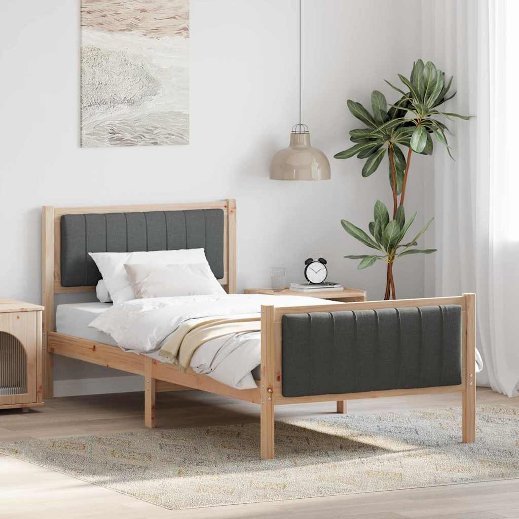 Bedframe Bruin en donkergrijs 90 x 190 cm Massief grenenhout is nu te koop bij PeponiXL, paradijselijk wonen!