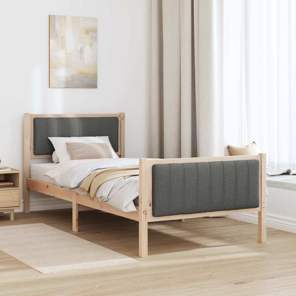 Bedframe Bruin en donkergrijs 90 x 190 cm Massief grenenhout is nu te koop bij PeponiXL, paradijselijk wonen!