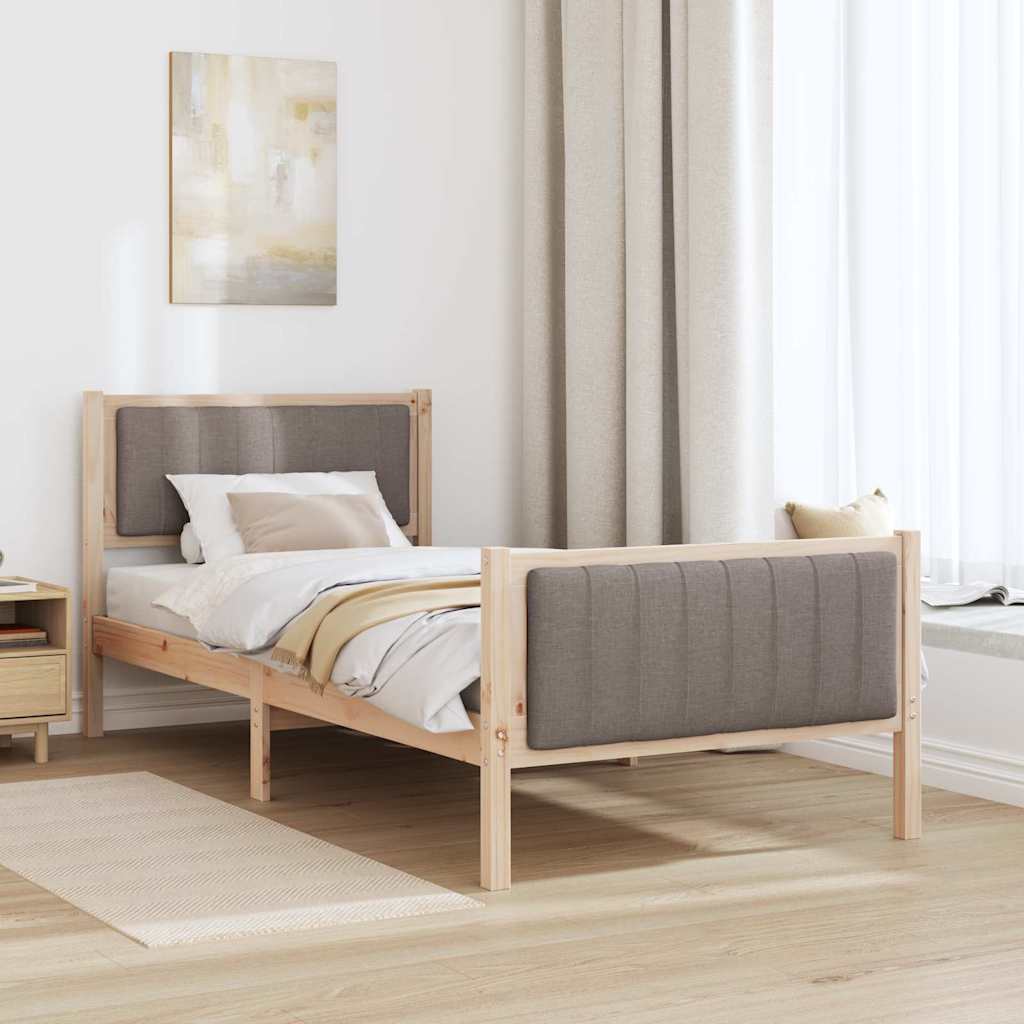Bedframe Bruin en taupe 90 x 190 cm Massief grenenhout is nu te koop bij PeponiXL, paradijselijk wonen!