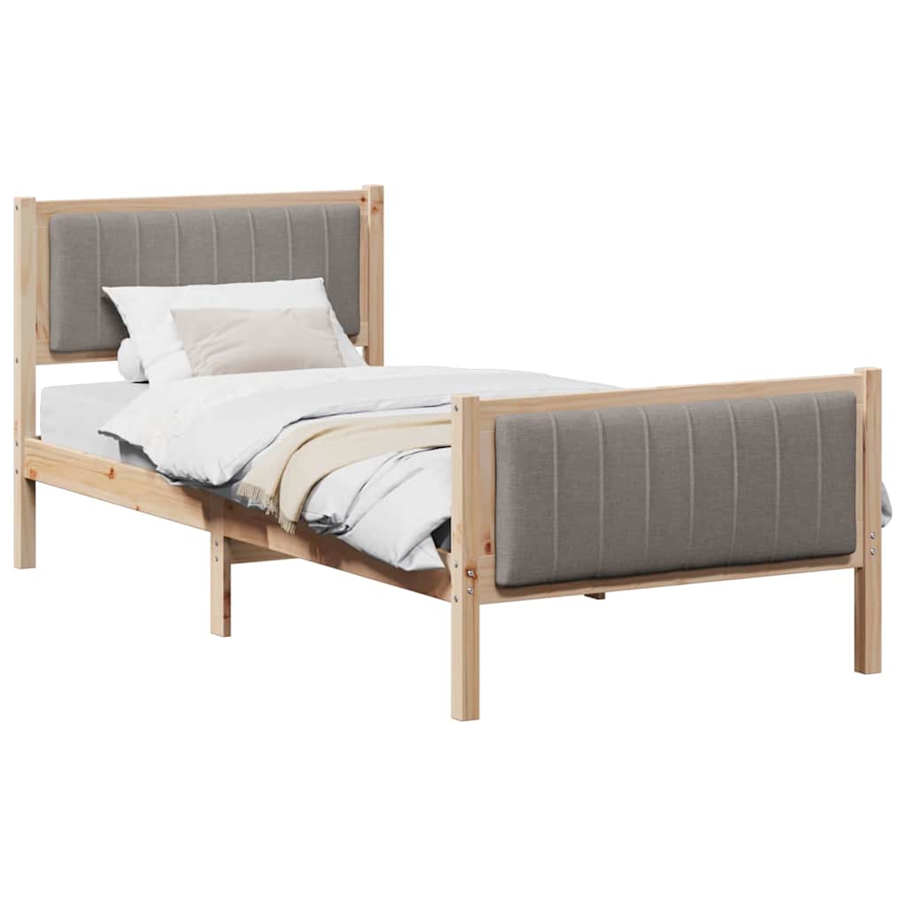 Bedframe Bruin en taupe 90 x 190 cm Massief grenenhout is nu te koop bij PeponiXL, paradijselijk wonen!