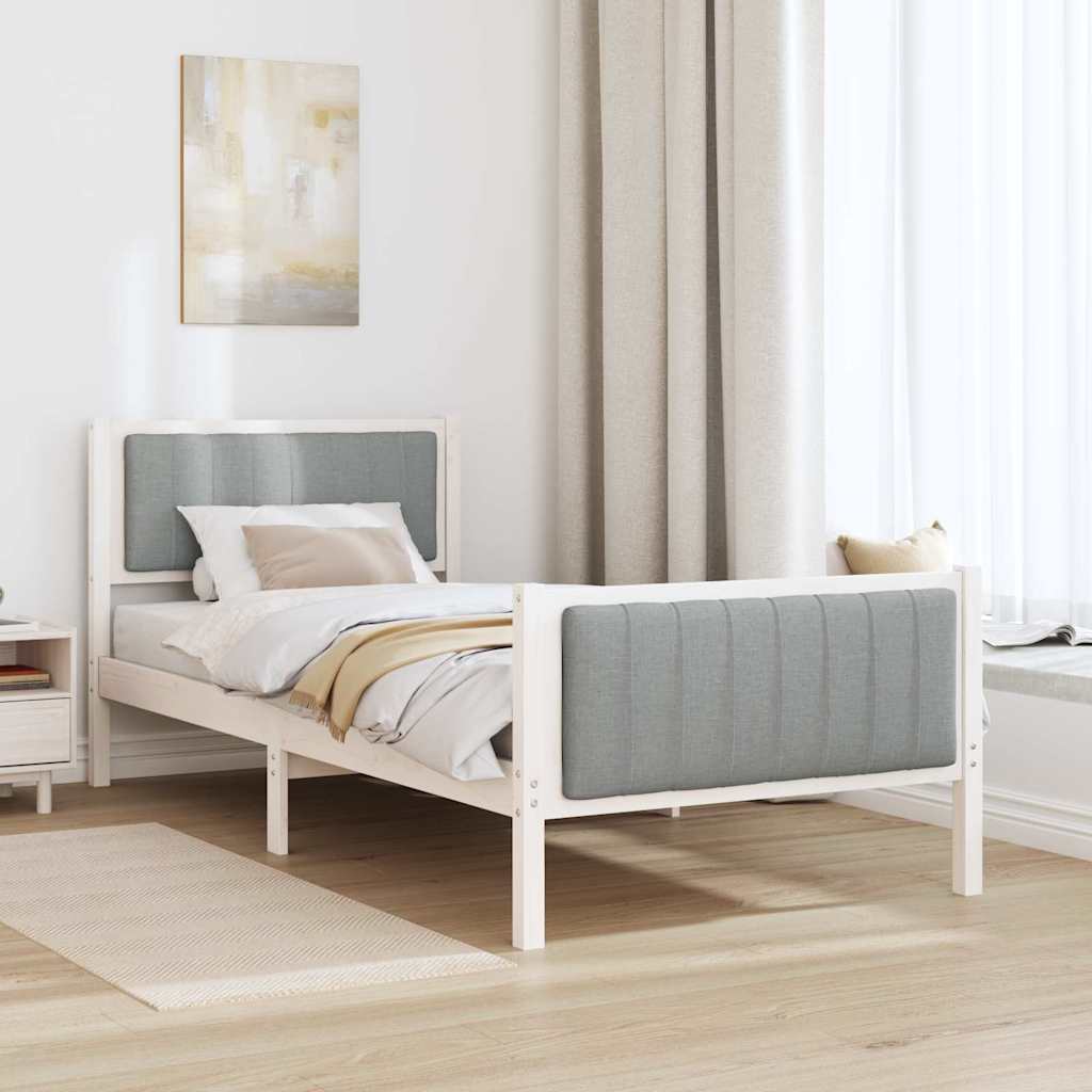 Bedframe Wit en lichtgrijs 90 x 190 cm Massief grenenhout is nu te koop bij PeponiXL, paradijselijk wonen!