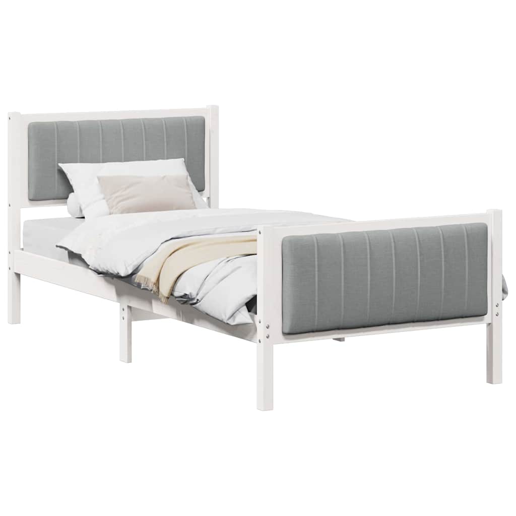 Bedframe Wit en lichtgrijs 90 x 190 cm Massief grenenhout is nu te koop bij PeponiXL, paradijselijk wonen!