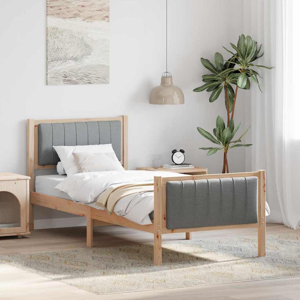 Bedframe Bruin en lichtgrijs 75 x 190 cm Massief grenenhout is nu te koop bij PeponiXL, paradijselijk wonen!