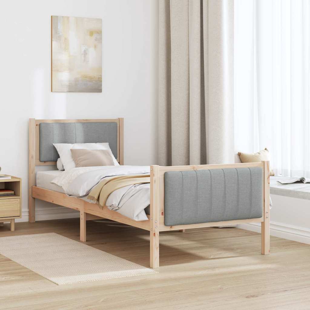 Bedframe Bruin en lichtgrijs 75 x 190 cm Massief grenenhout is nu te koop bij PeponiXL, paradijselijk wonen!