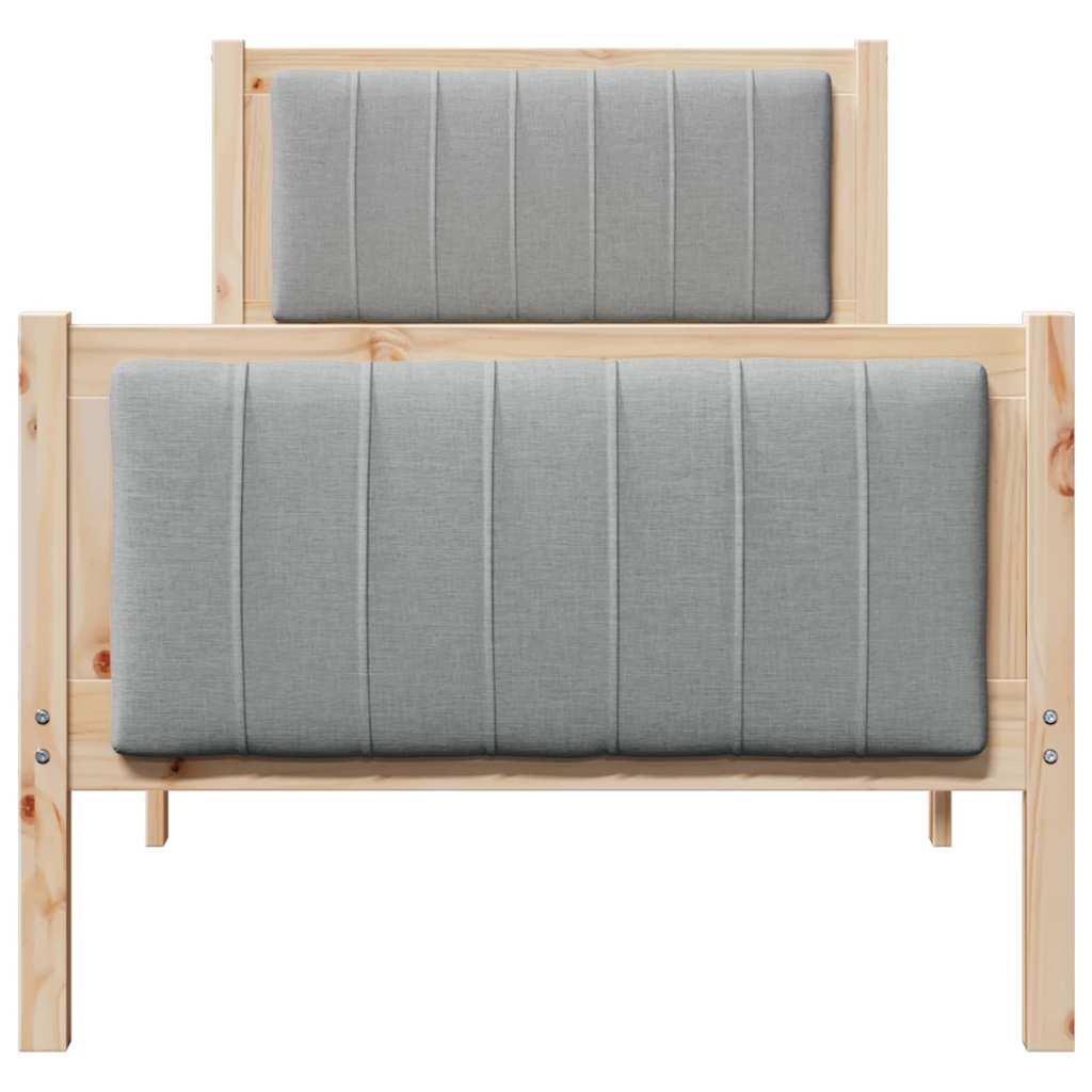 Bedframe Bruin en lichtgrijs 75 x 190 cm Massief grenenhout is nu te koop bij PeponiXL, paradijselijk wonen!