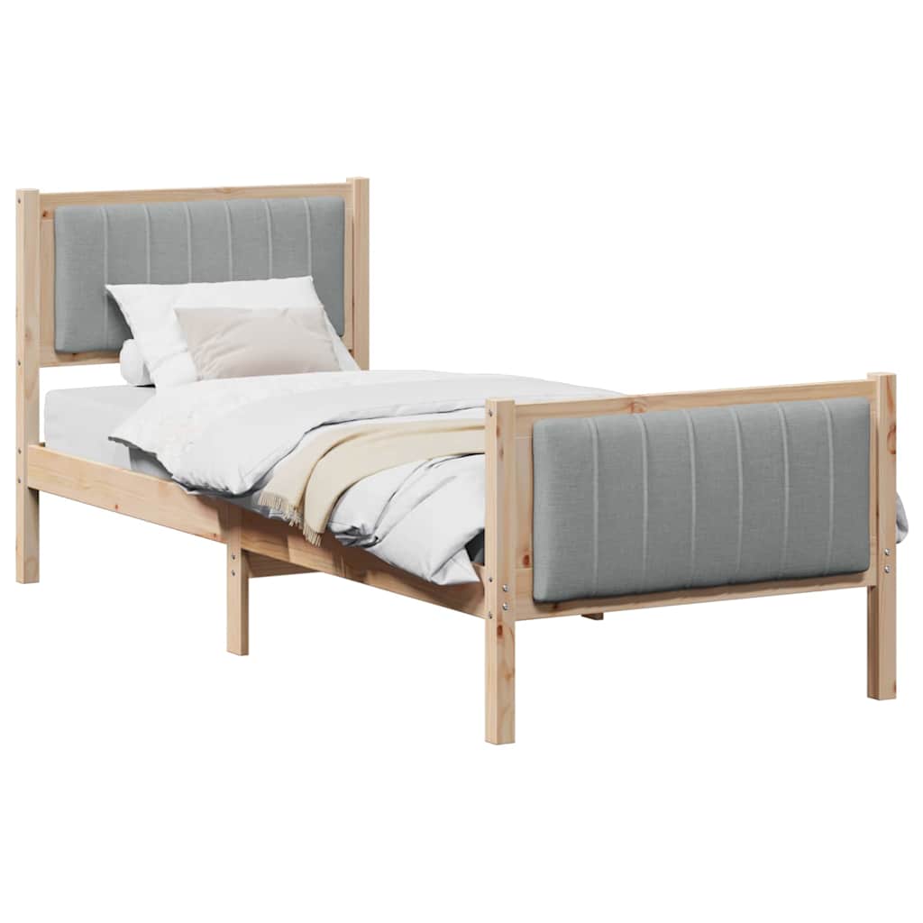 Bedframe Bruin en lichtgrijs 75 x 190 cm Massief grenenhout is nu te koop bij PeponiXL, paradijselijk wonen!