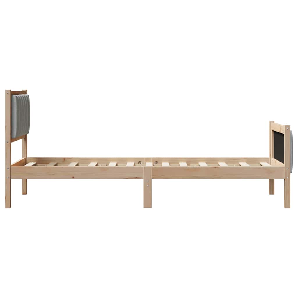 Bedframe Bruin en lichtgrijs 75 x 190 cm Massief grenenhout is nu te koop bij PeponiXL, paradijselijk wonen!