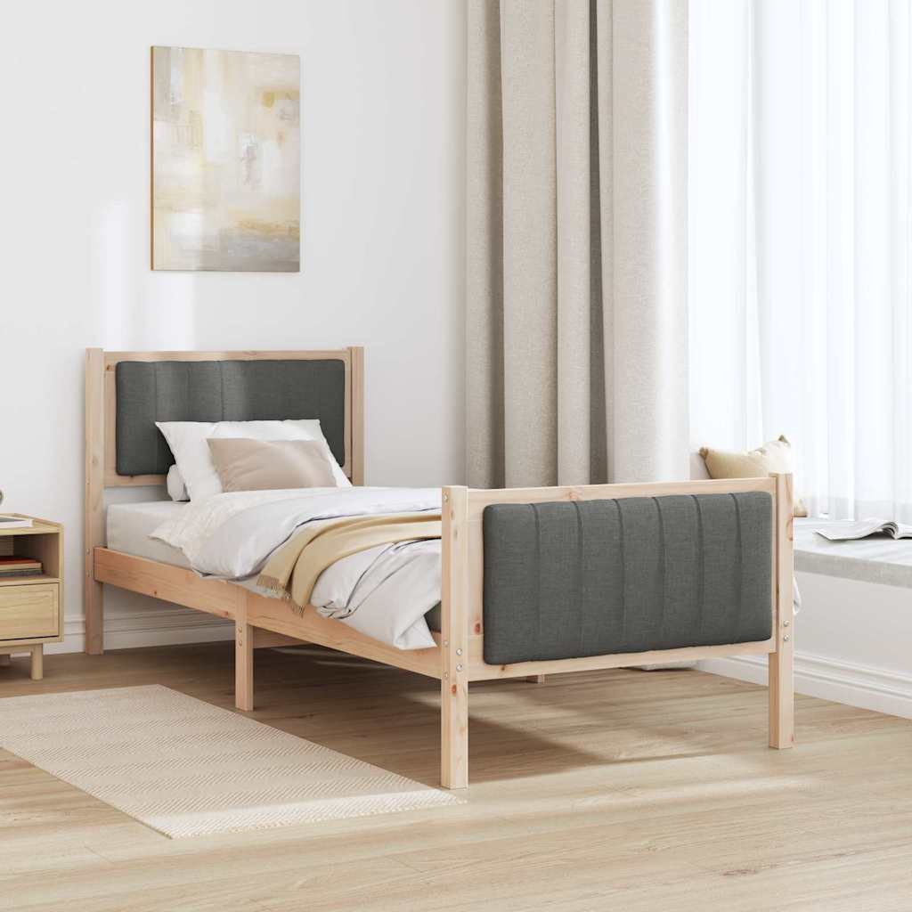 Bedframe Bruin en donkergrijs 75 x 190 cm Massief grenenhout is nu te koop bij PeponiXL, paradijselijk wonen!