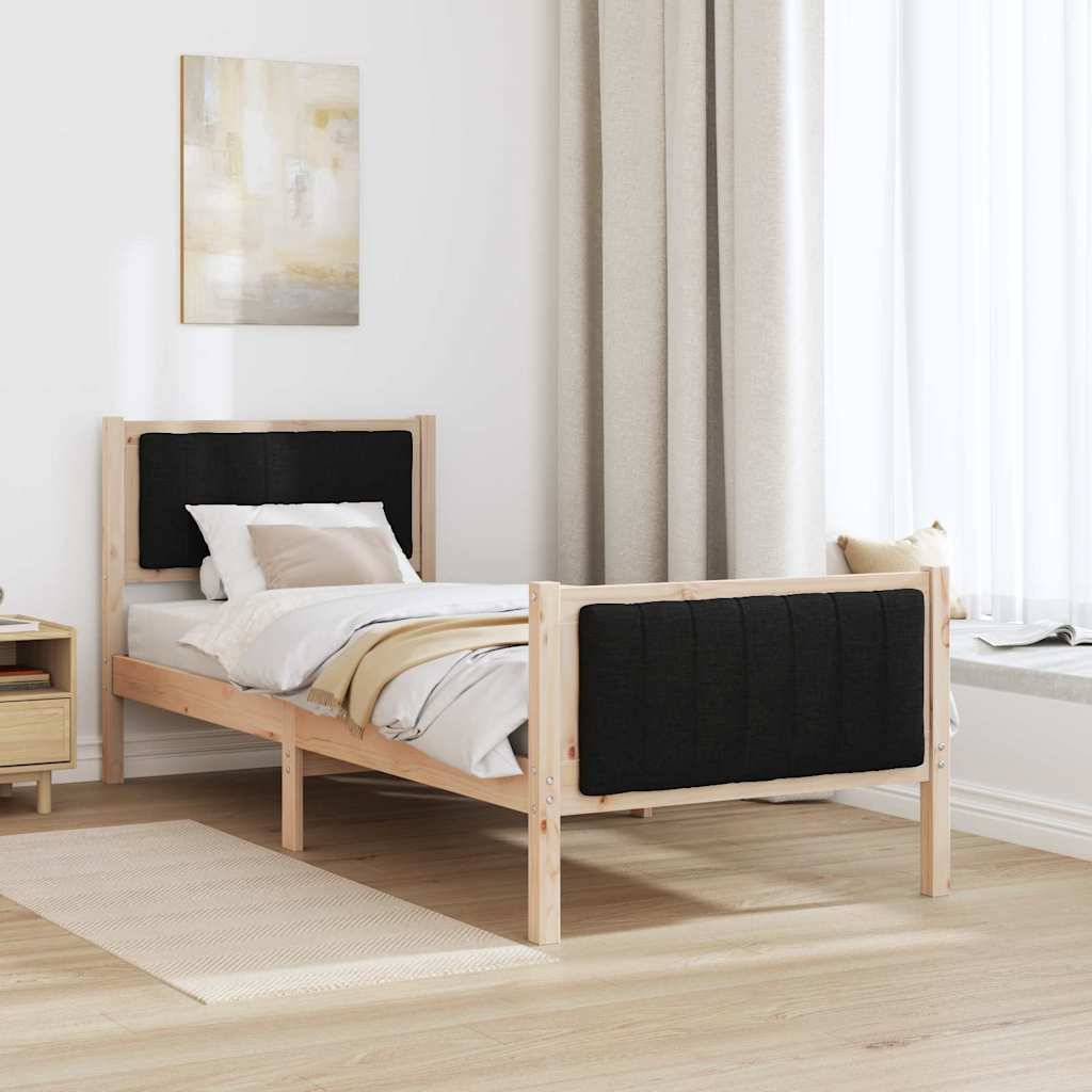 Bedframe Bruin en zwart 75 x 190 cm Massief grenenhout is nu te koop bij PeponiXL, paradijselijk wonen!
