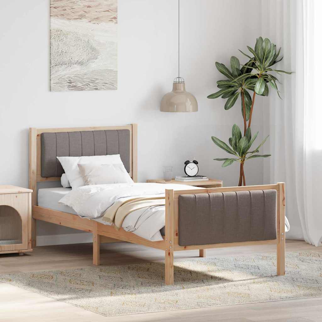 Bedframe Bruin en taupe 75 x 190 cm Massief grenenhout is nu te koop bij PeponiXL, paradijselijk wonen!