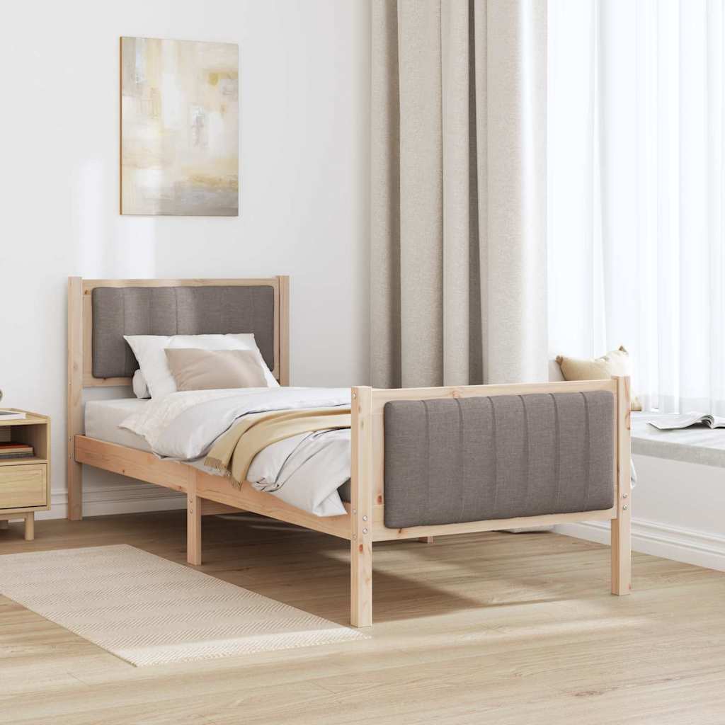 Bedframe Bruin en taupe 75 x 190 cm Massief grenenhout is nu te koop bij PeponiXL, paradijselijk wonen!