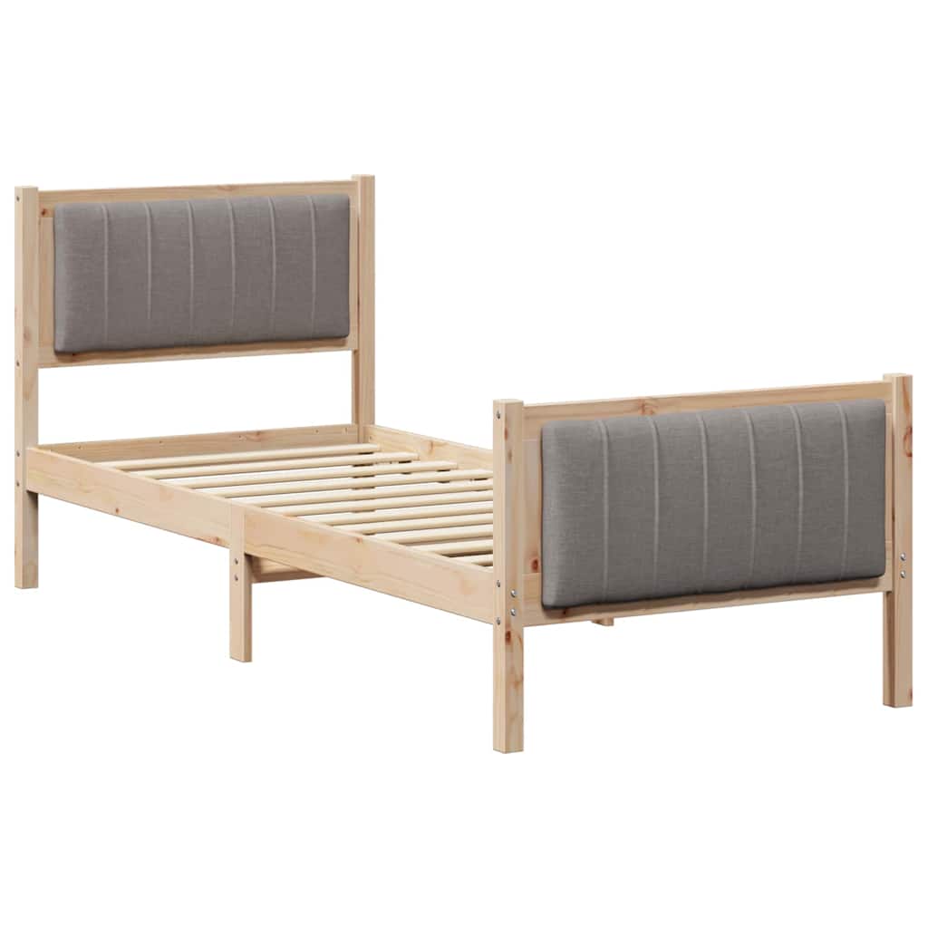 Bedframe Bruin en taupe 75 x 190 cm Massief grenenhout is nu te koop bij PeponiXL, paradijselijk wonen!