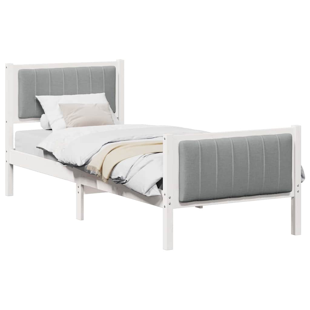 Bedframe Wit en lichtgrijs 75 x 190 cm Massief grenenhout is nu te koop bij PeponiXL, paradijselijk wonen!