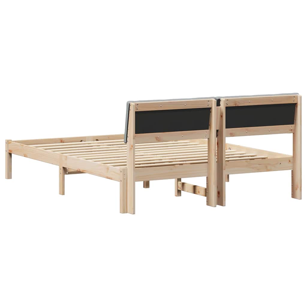Bedframe Bruin en lichtgrijs 160 x 200 cm Massief grenenhout is nu te koop bij PeponiXL, paradijselijk wonen!