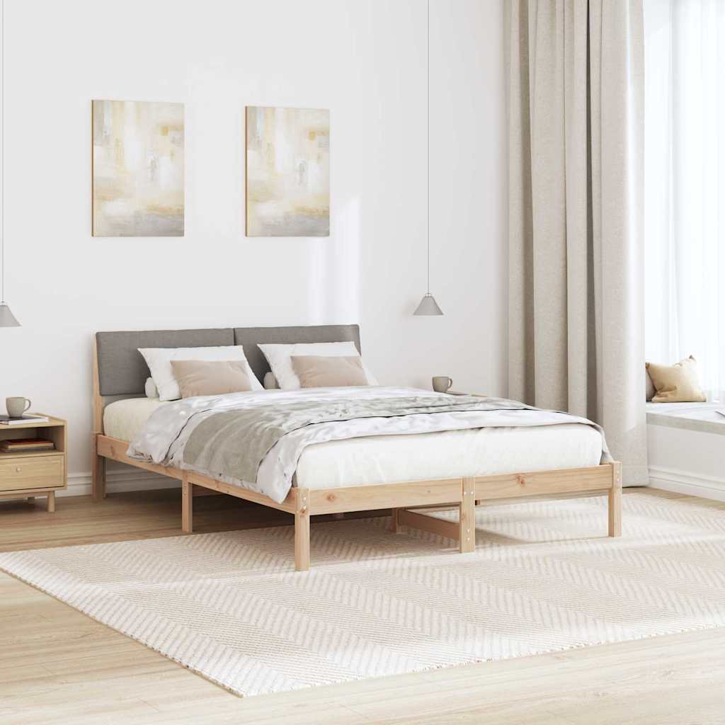 Bedframe Bruin en taupe 150 x 200 cm Massief grenenhout is nu te koop bij PeponiXL, paradijselijk wonen!