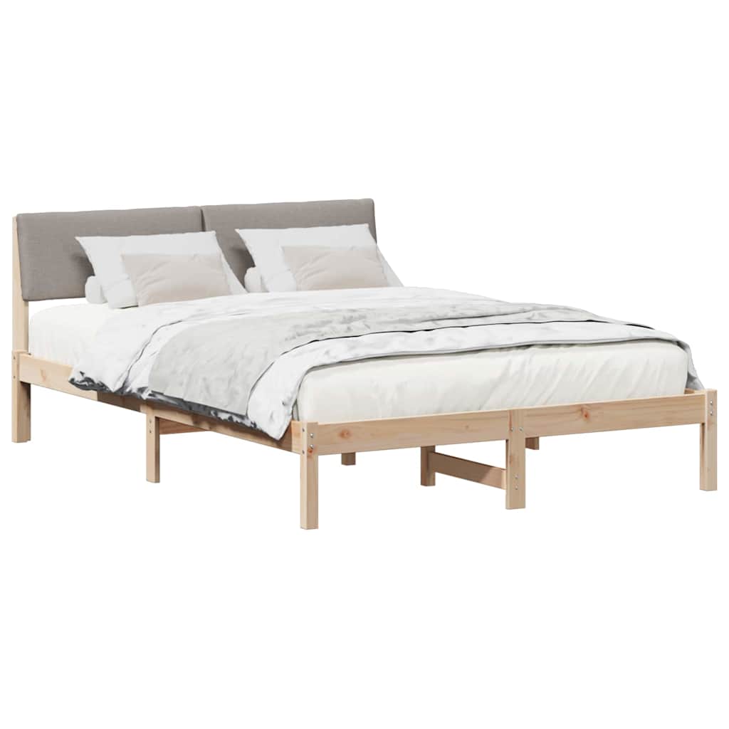 Bedframe Bruin en taupe 140 x 200 cm Massief grenenhout is nu te koop bij PeponiXL, paradijselijk wonen!