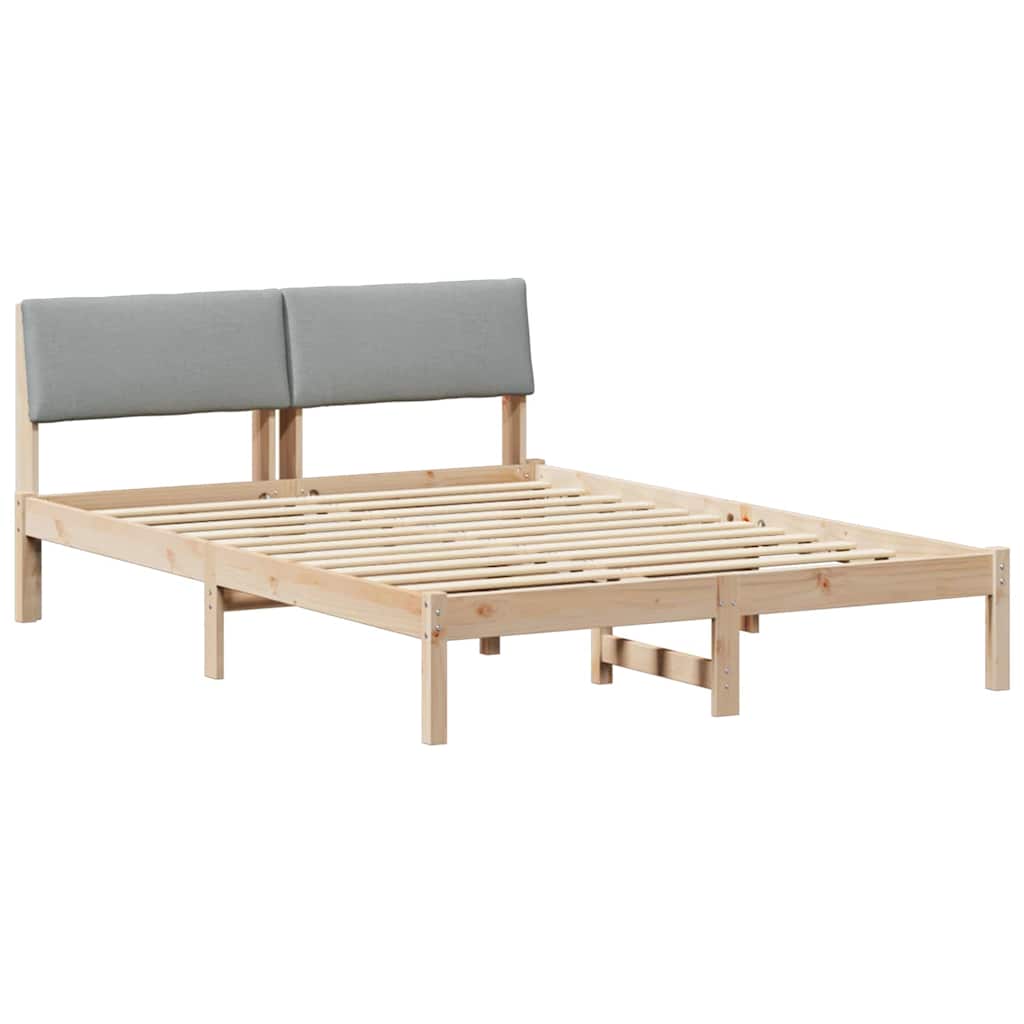 Bedframe Bruin en lichtgrijs 140 x 190 cm Massief grenenhout is nu te koop bij PeponiXL, paradijselijk wonen!