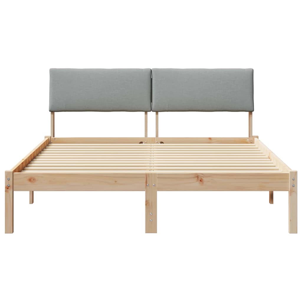 Bedframe Bruin en lichtgrijs 140 x 190 cm Massief grenenhout is nu te koop bij PeponiXL, paradijselijk wonen!