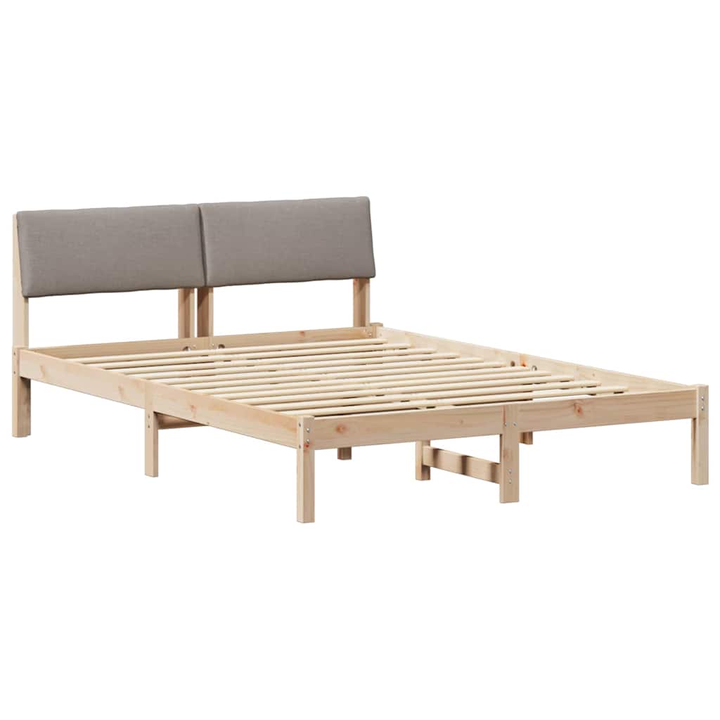 Bedframe Bruin en taupe 140 x 190 cm Massief grenenhout is nu te koop bij PeponiXL, paradijselijk wonen!