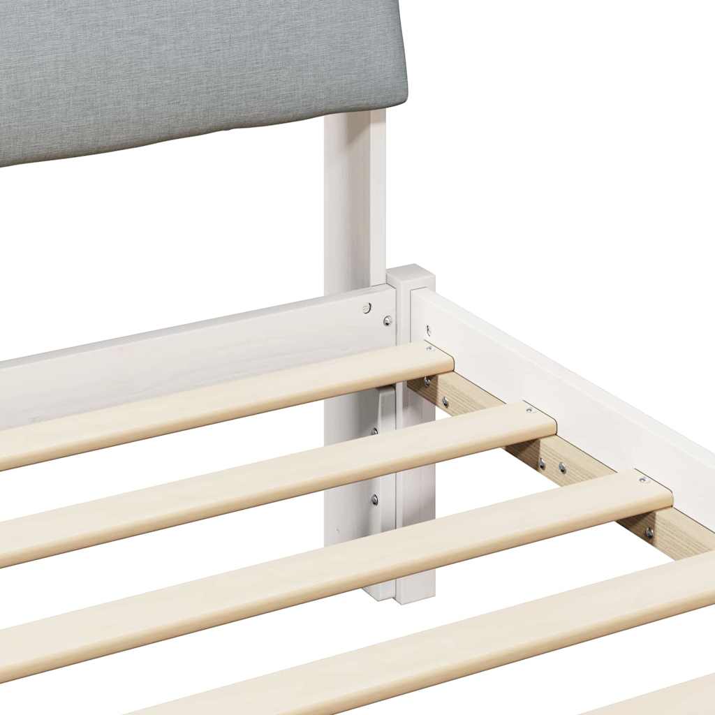 Bedframe Wit en lichtgrijs 140 x 190 cm Massief grenenhout is nu te koop bij PeponiXL, paradijselijk wonen!