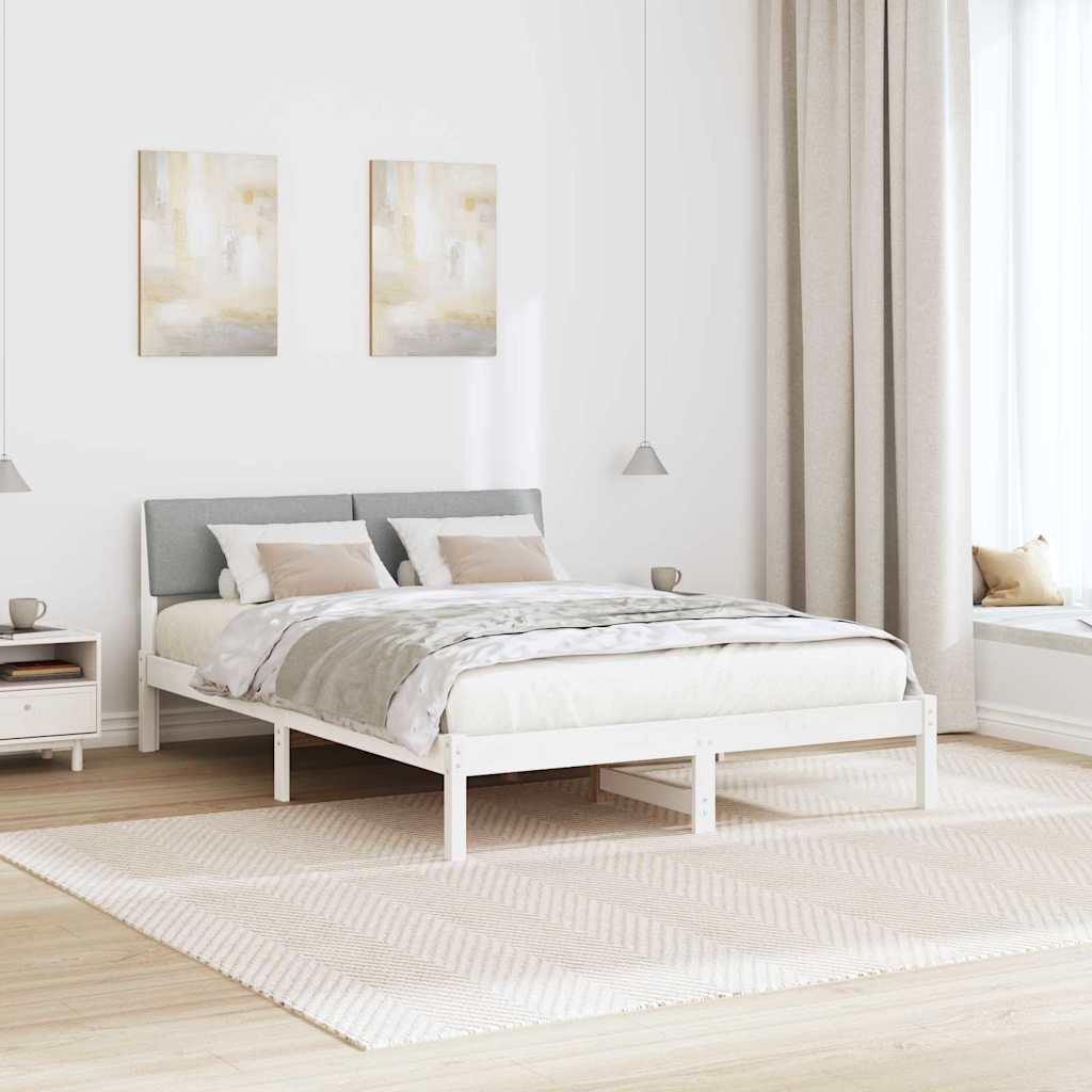 Bedframe Wit en lichtgrijs 140 x 190 cm Massief grenenhout is nu te koop bij PeponiXL, paradijselijk wonen!