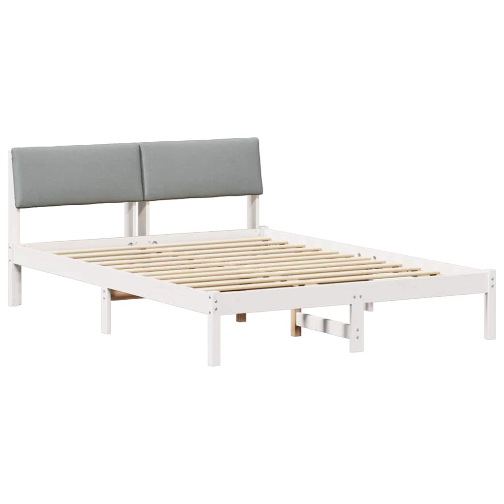 Bedframe Wit en lichtgrijs 140 x 190 cm Massief grenenhout is nu te koop bij PeponiXL, paradijselijk wonen!