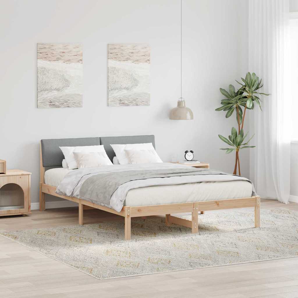 Bedframe Bruin en lichtgrijs 135 x 190 cm Massief grenenhout is nu te koop bij PeponiXL, paradijselijk wonen!