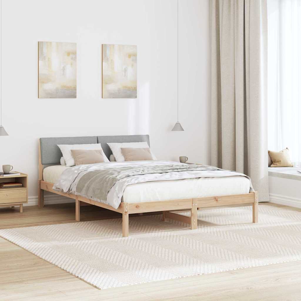 Bedframe Bruin en lichtgrijs 135 x 190 cm Massief grenenhout is nu te koop bij PeponiXL, paradijselijk wonen!