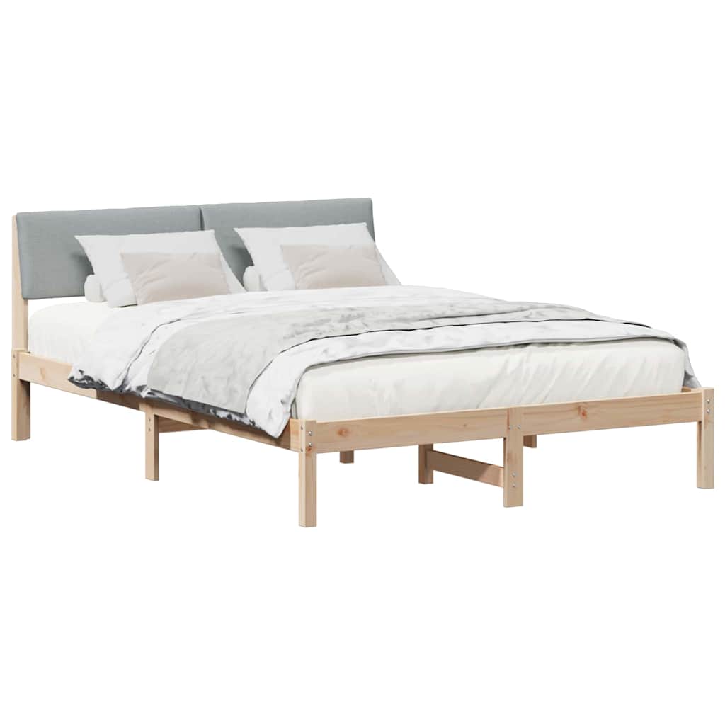 Bedframe Bruin en lichtgrijs 135 x 190 cm Massief grenenhout is nu te koop bij PeponiXL, paradijselijk wonen!