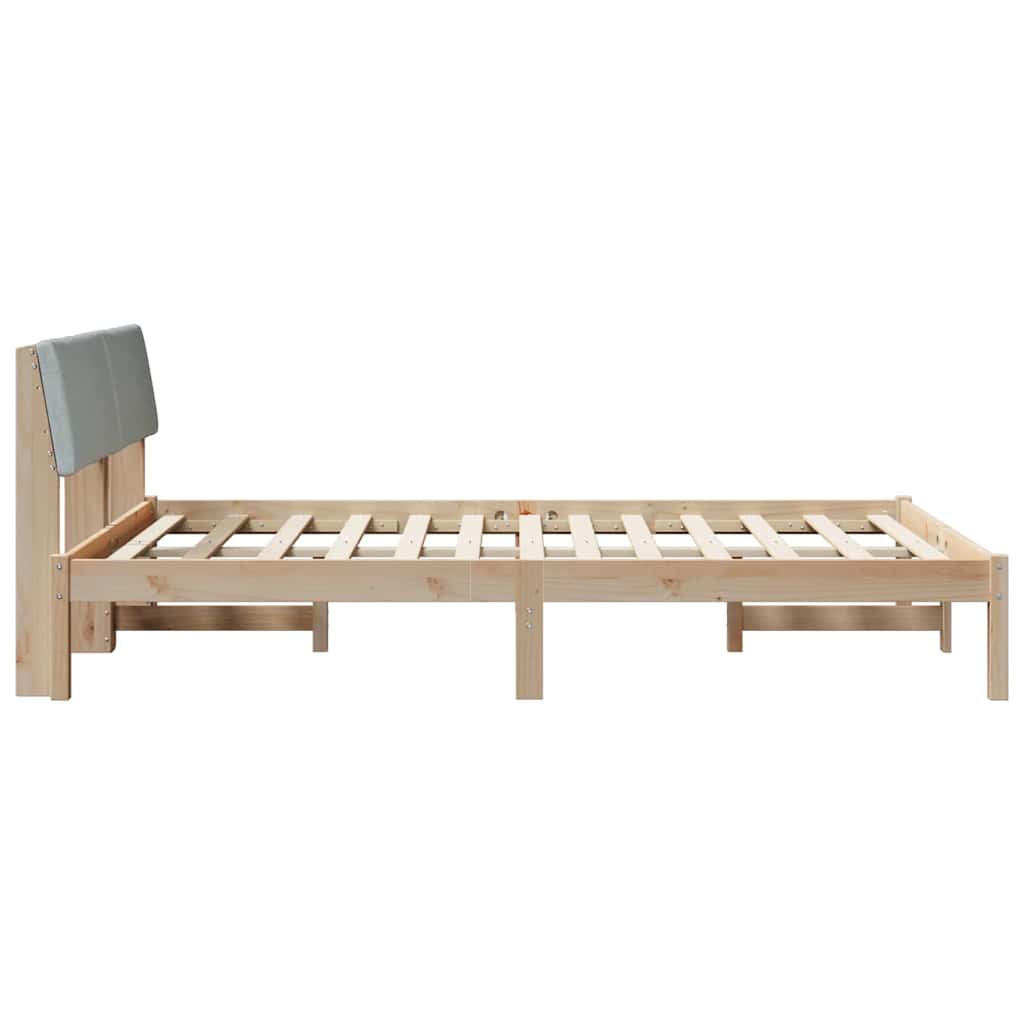 Bedframe Bruin en lichtgrijs 135 x 190 cm Massief grenenhout is nu te koop bij PeponiXL, paradijselijk wonen!