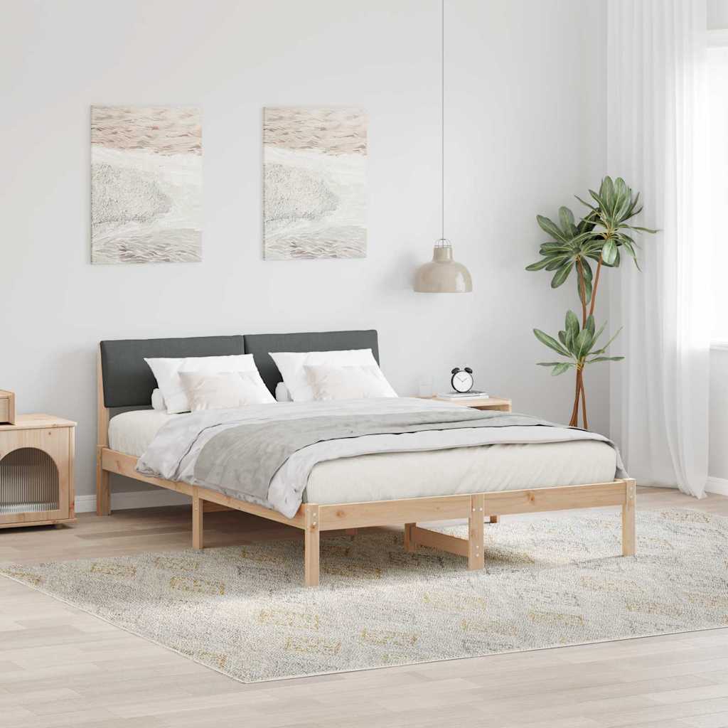 Bedframe Bruin en donkergrijs 135 x 190 cm Massief grenenhout is nu te koop bij PeponiXL, paradijselijk wonen!