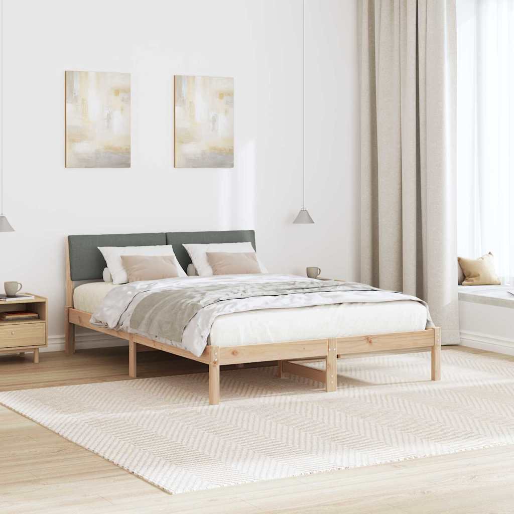 Bedframe Bruin en donkergrijs 135 x 190 cm Massief grenenhout is nu te koop bij PeponiXL, paradijselijk wonen!