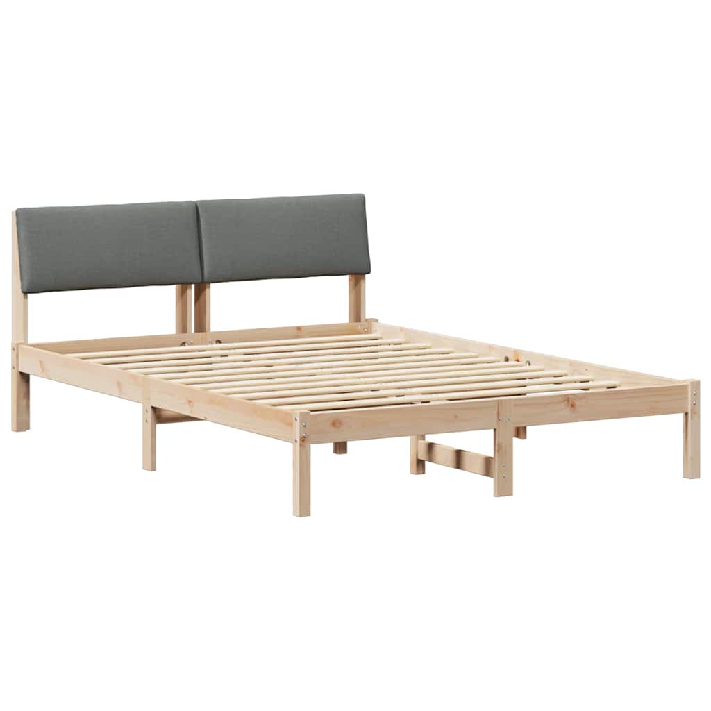 Bedframe Bruin en donkergrijs 135 x 190 cm Massief grenenhout is nu te koop bij PeponiXL, paradijselijk wonen!