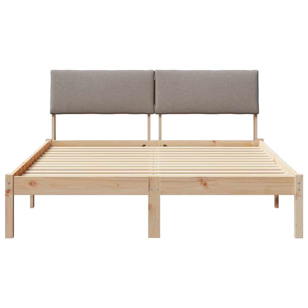 Bedframe Bruin en taupe 135 x 190 cm Massief grenenhout is nu te koop bij PeponiXL, paradijselijk wonen!