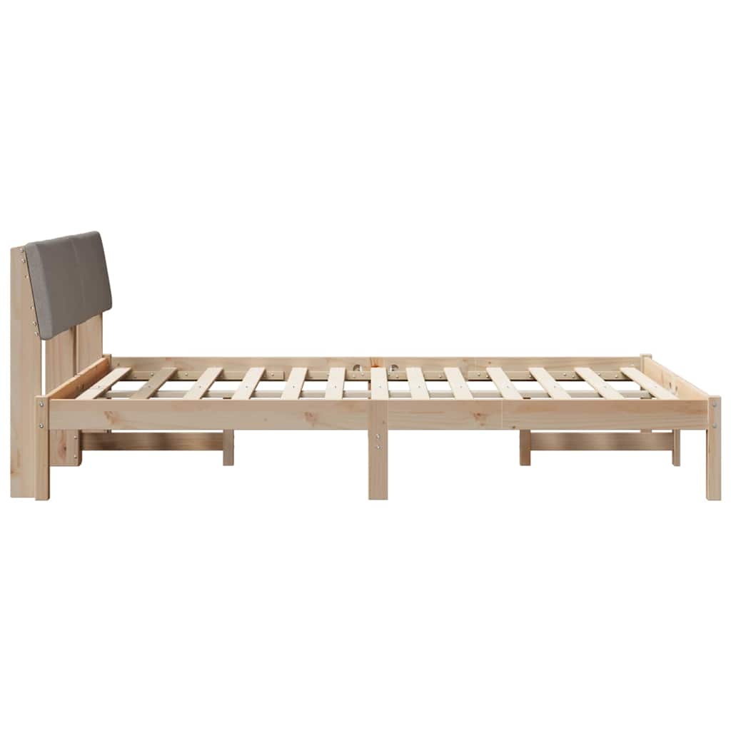 Bedframe Bruin en taupe 135 x 190 cm Massief grenenhout is nu te koop bij PeponiXL, paradijselijk wonen!