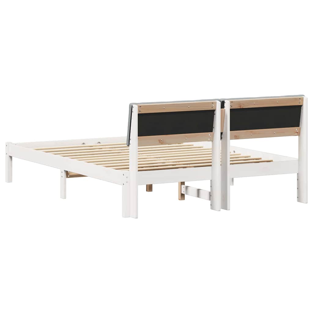 Bedframe Wit en lichtgrijs 135 x 190 cm Massief grenenhout is nu te koop bij PeponiXL, paradijselijk wonen!