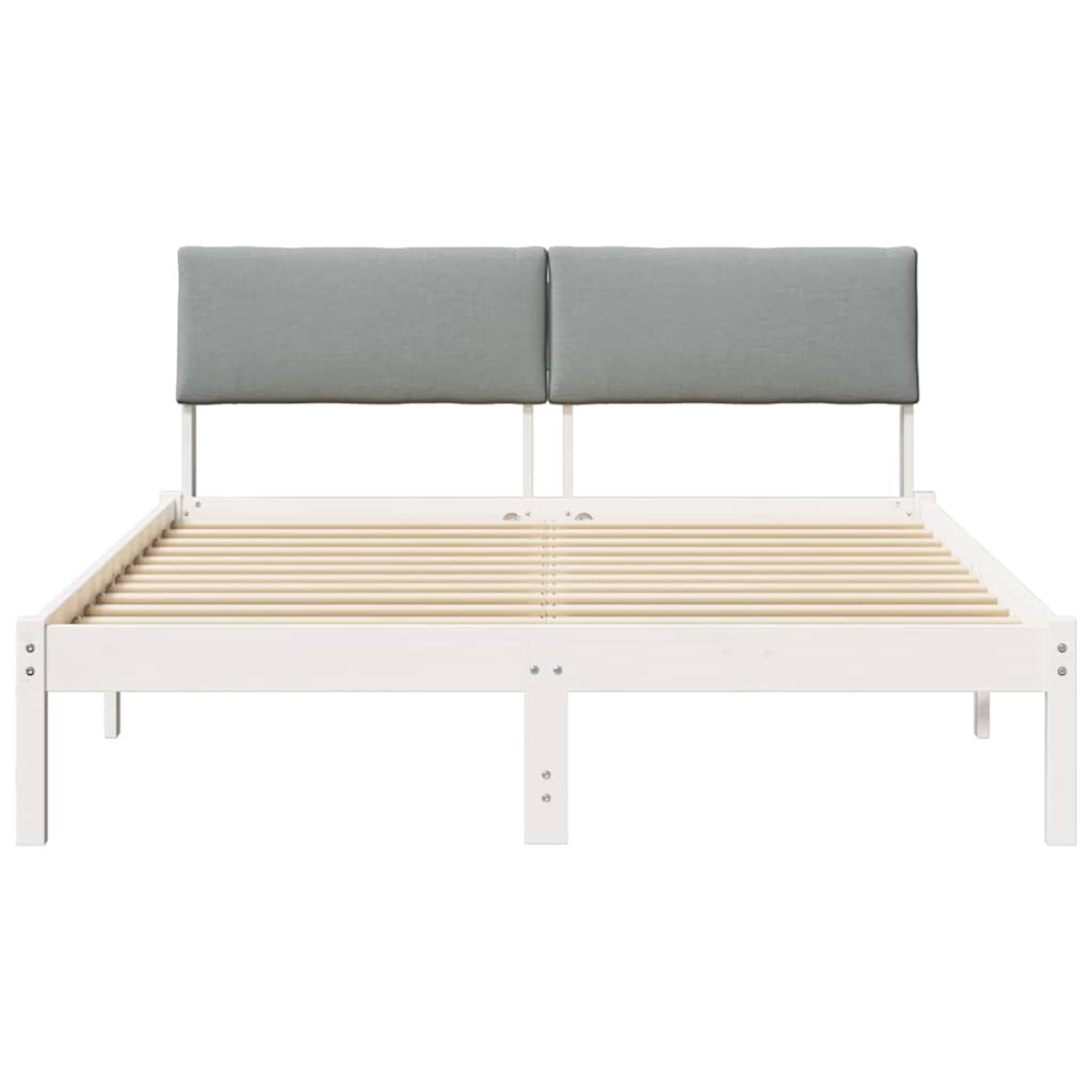 Bedframe Wit en lichtgrijs 135 x 190 cm Massief grenenhout is nu te koop bij PeponiXL, paradijselijk wonen!