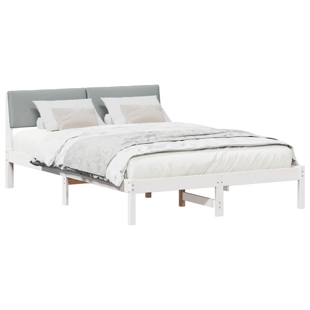 Bedframe Wit en lichtgrijs 135 x 190 cm Massief grenenhout is nu te koop bij PeponiXL, paradijselijk wonen!