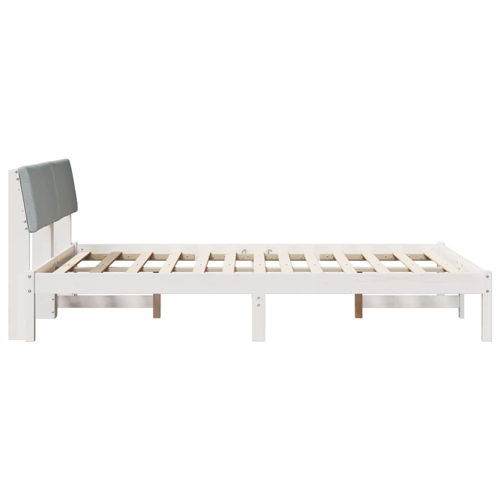 Bedframe Wit en lichtgrijs 135 x 190 cm Massief grenenhout is nu te koop bij PeponiXL, paradijselijk wonen!