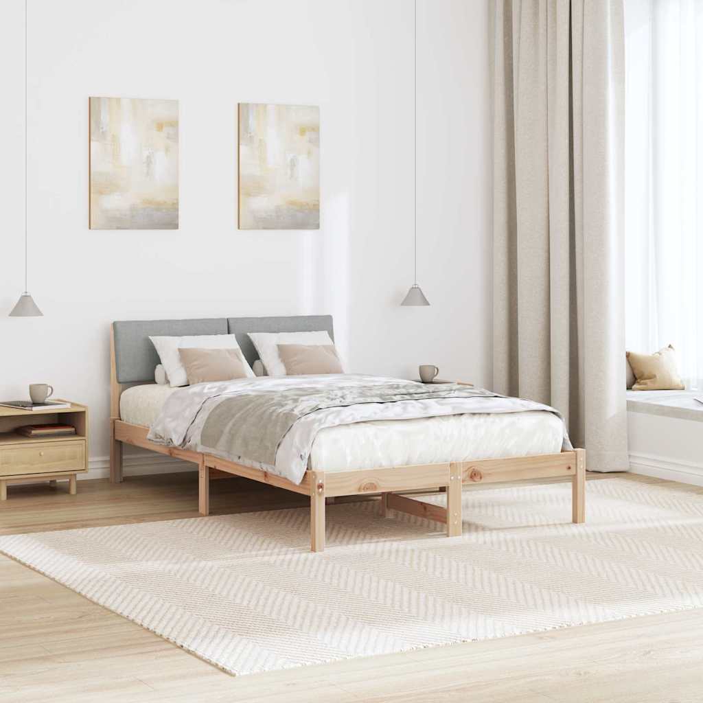 Bedframe Bruin en lichtgrijs 120 x 190 cm Massief grenenhout is nu te koop bij PeponiXL, paradijselijk wonen!