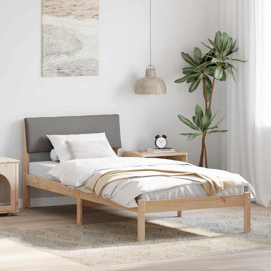 Bedframe Bruin en taupe 100 x 200 cm Massief grenenhout is nu te koop bij PeponiXL, paradijselijk wonen!