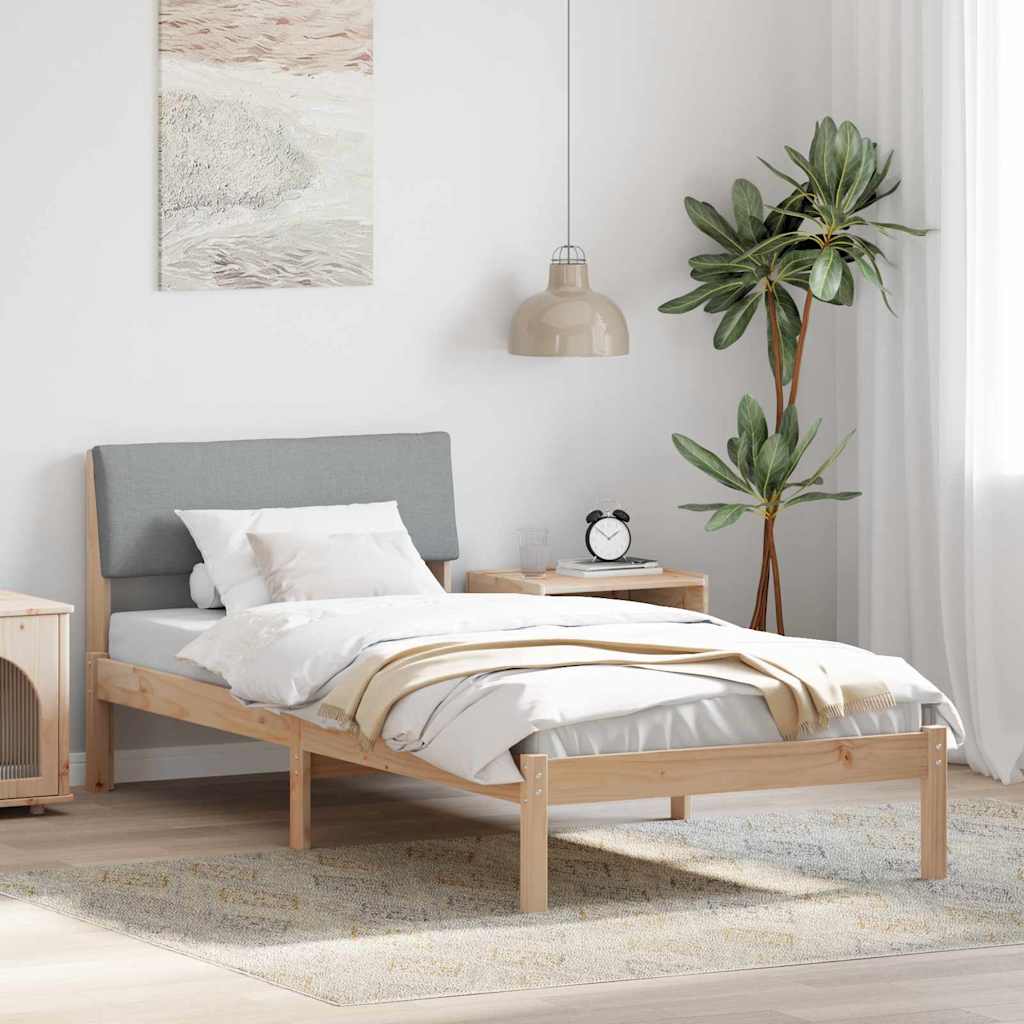 Bedframe Bruin en lichtgrijs 90 x 200 cm Massief grenenhout is nu te koop bij PeponiXL, paradijselijk wonen!