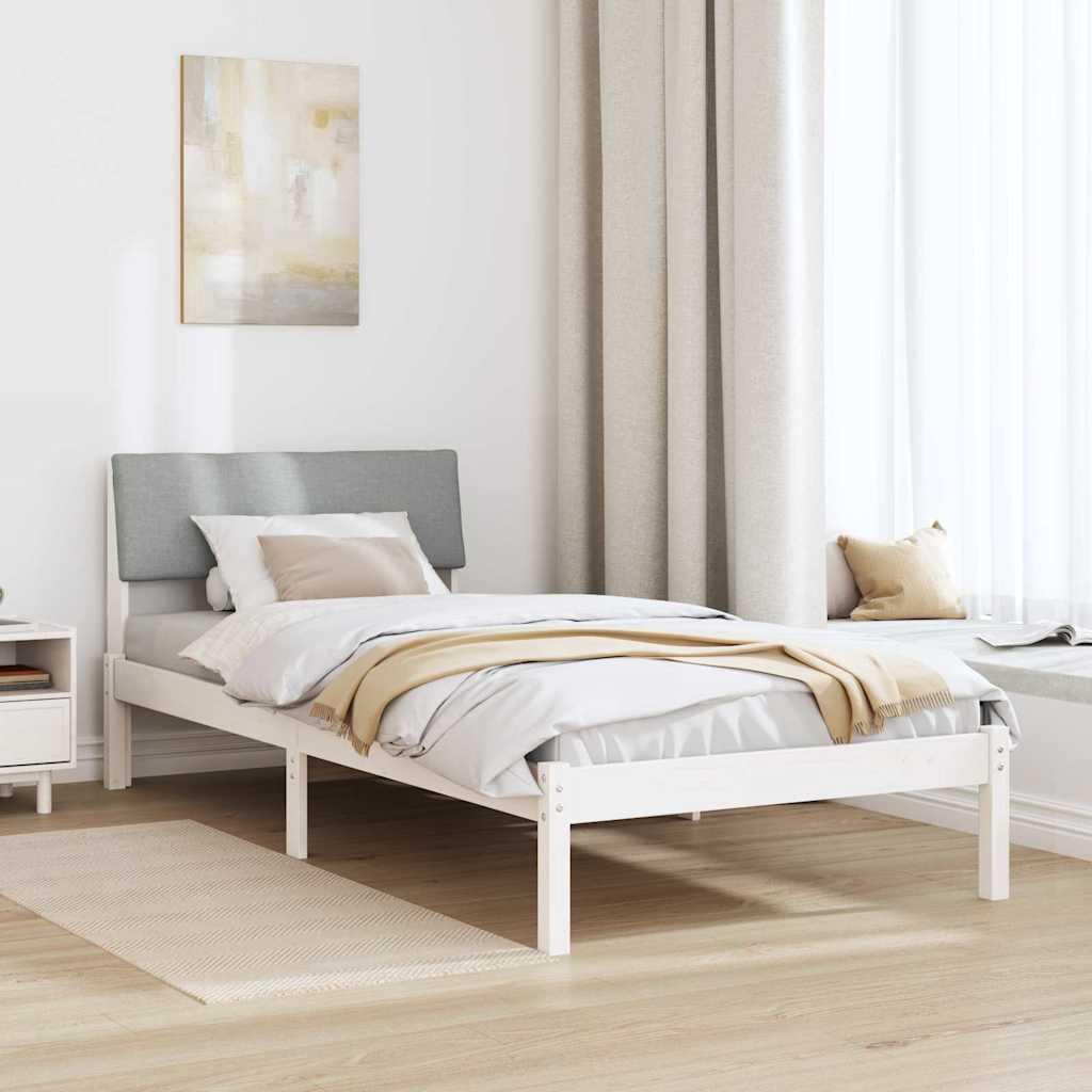 Bedframe Wit en lichtgrijs 90 x 200 cm Massief grenenhout is nu te koop bij PeponiXL, paradijselijk wonen!