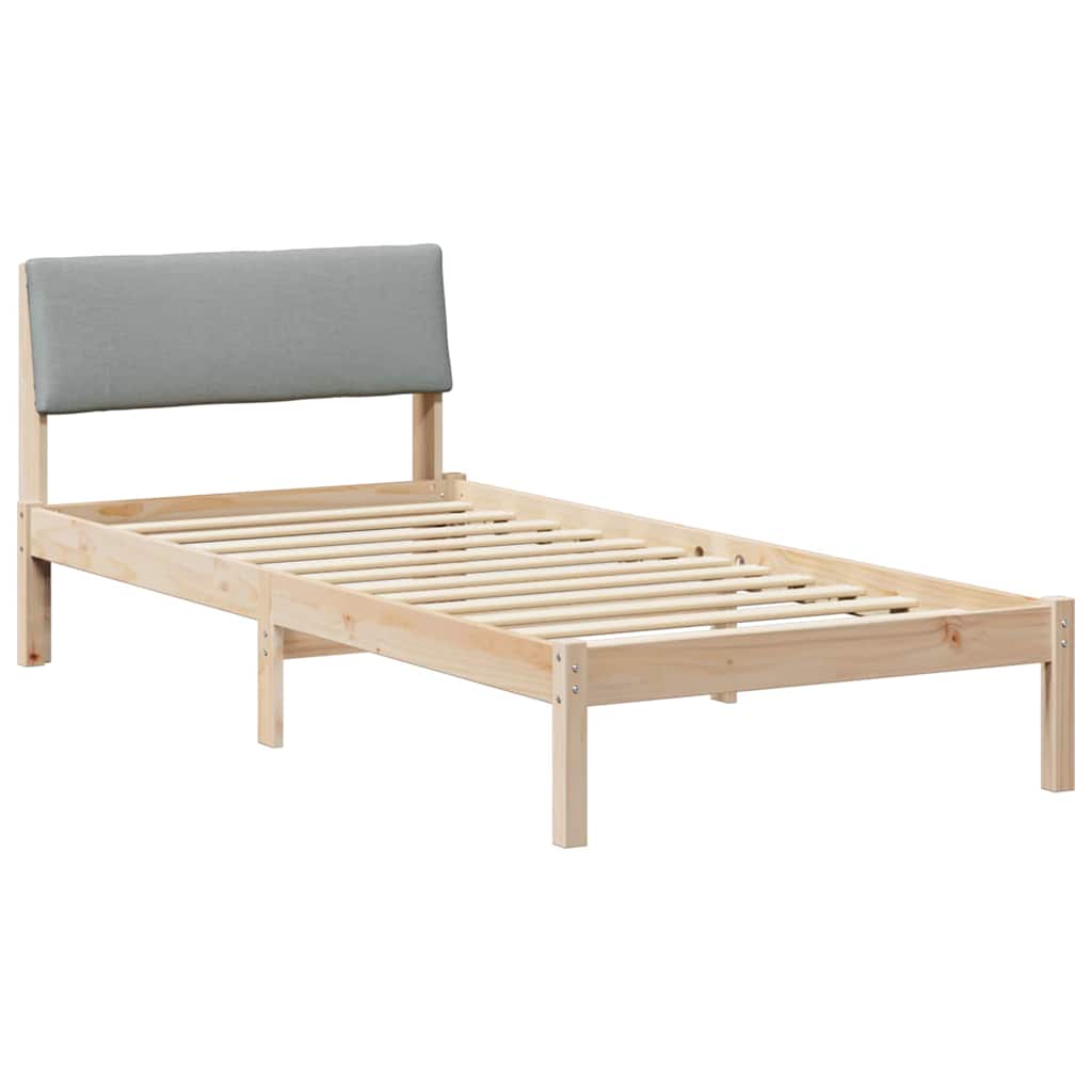Bedframe Bruin en lichtgrijs 90 x 190 cm Massief grenenhout is nu te koop bij PeponiXL, paradijselijk wonen!