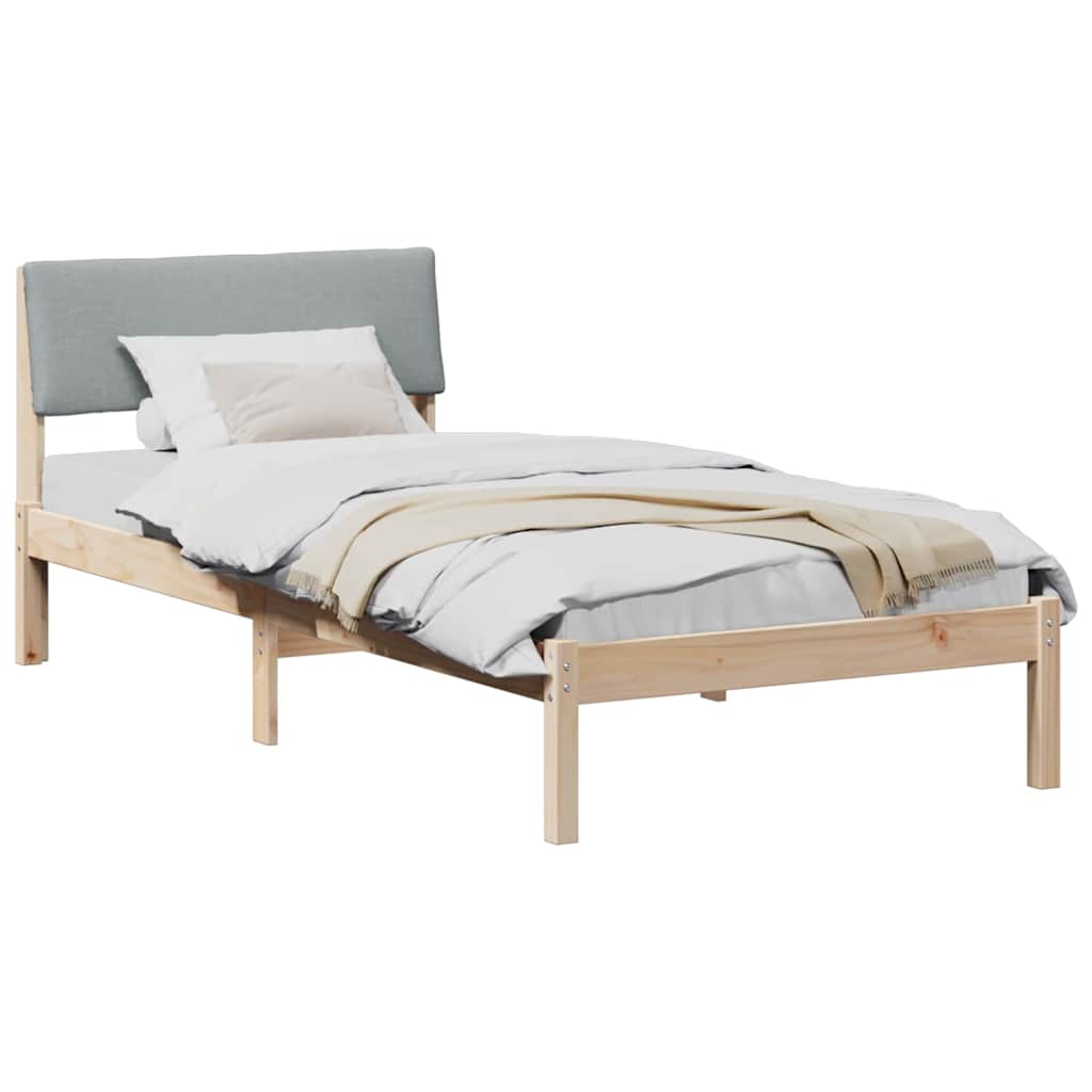 Bedframe Bruin en lichtgrijs 90 x 190 cm Massief grenenhout is nu te koop bij PeponiXL, paradijselijk wonen!