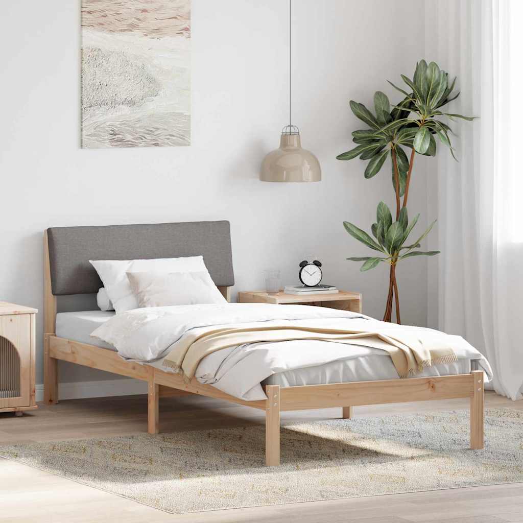 Bedframe Bruin en taupe 90 x 190 cm Massief grenenhout is nu te koop bij PeponiXL, paradijselijk wonen!