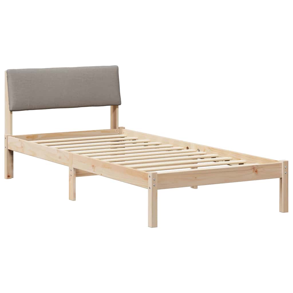 Bedframe Bruin en taupe 90 x 190 cm Massief grenenhout is nu te koop bij PeponiXL, paradijselijk wonen!