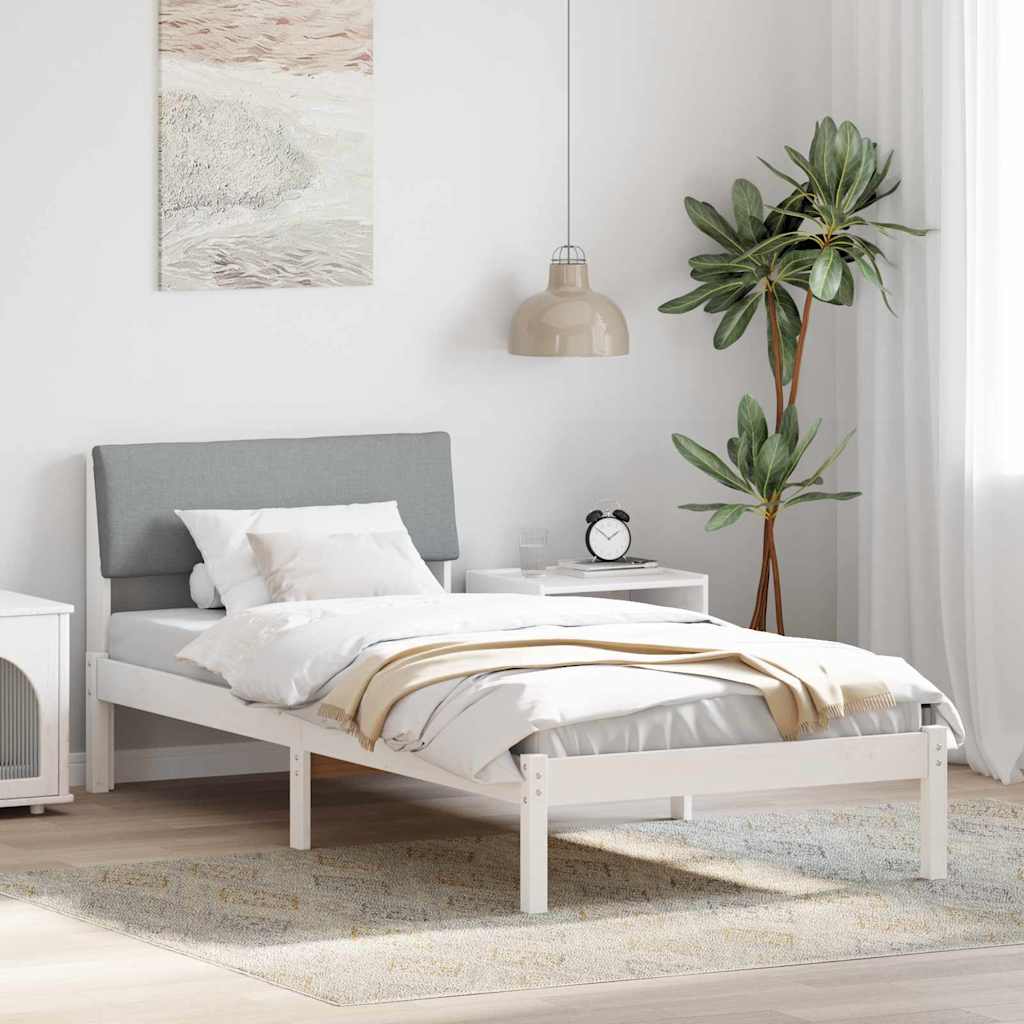 Bedframe Wit en lichtgrijs 90 x 190 cm Massief grenenhout is nu te koop bij PeponiXL, paradijselijk wonen!
