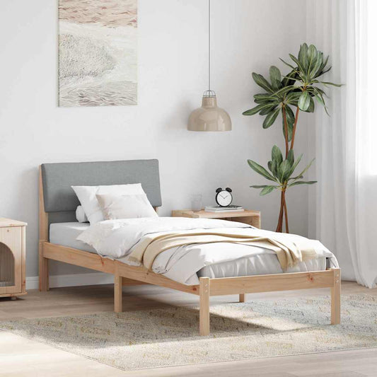 Bedframe Bruin en lichtgrijs 75 x 190 cm Massief grenenhout is nu te koop bij PeponiXL, paradijselijk wonen!