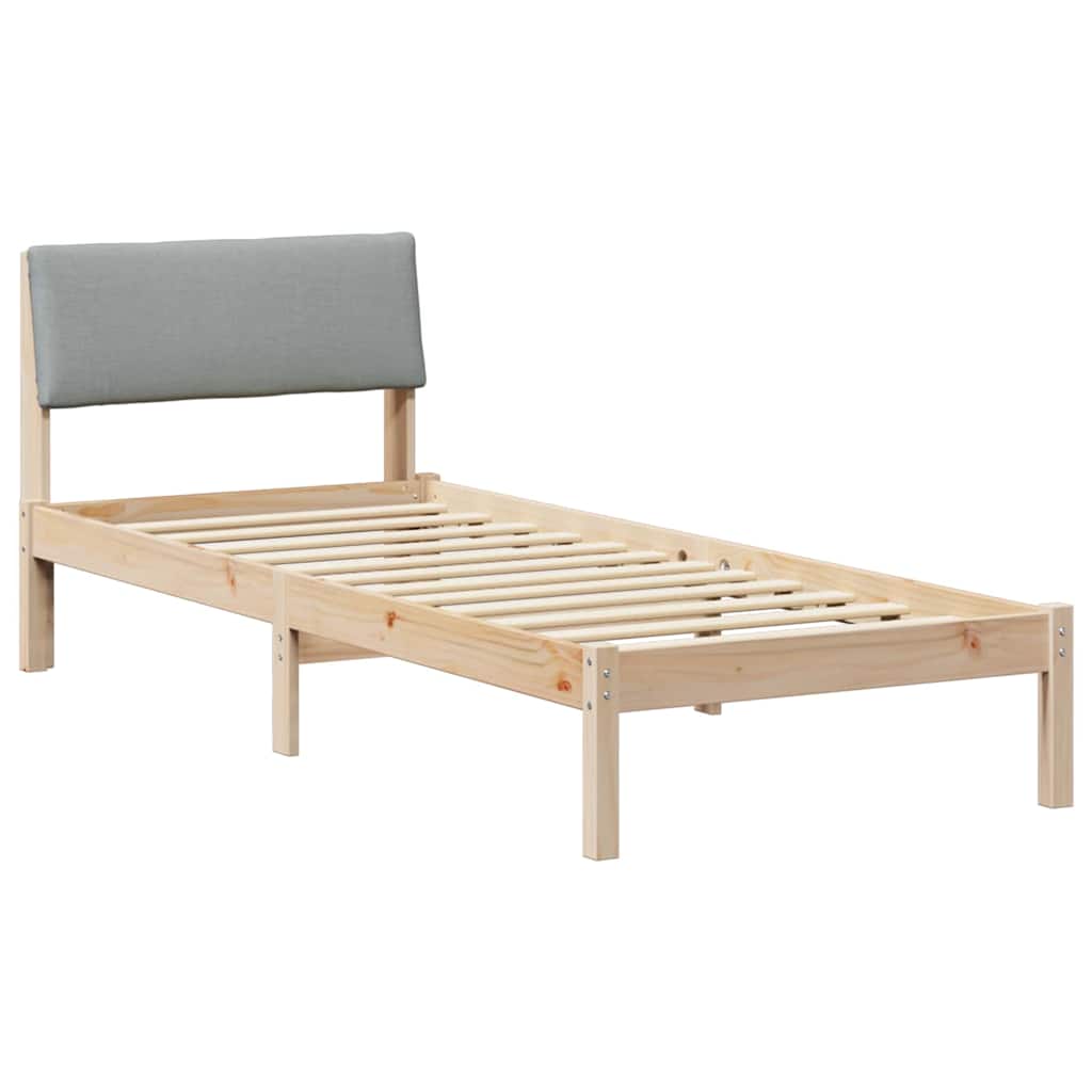 Bedframe Bruin en lichtgrijs 75 x 190 cm Massief grenenhout is nu te koop bij PeponiXL, paradijselijk wonen!